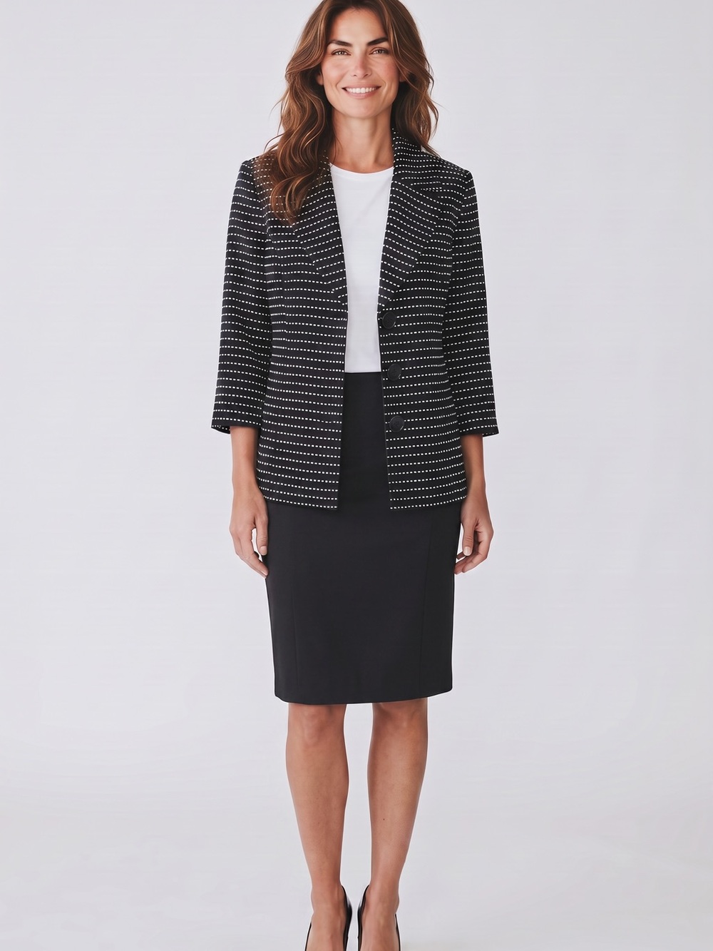 Rafaella Black White Pinstripe Blazer 100% cotton